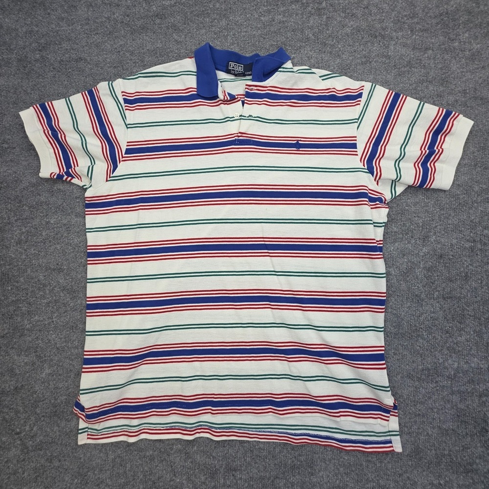 VINTAGE Polo Ralph Lauren Polo Shirt Men's XL Multi Striped Y2K Made USA